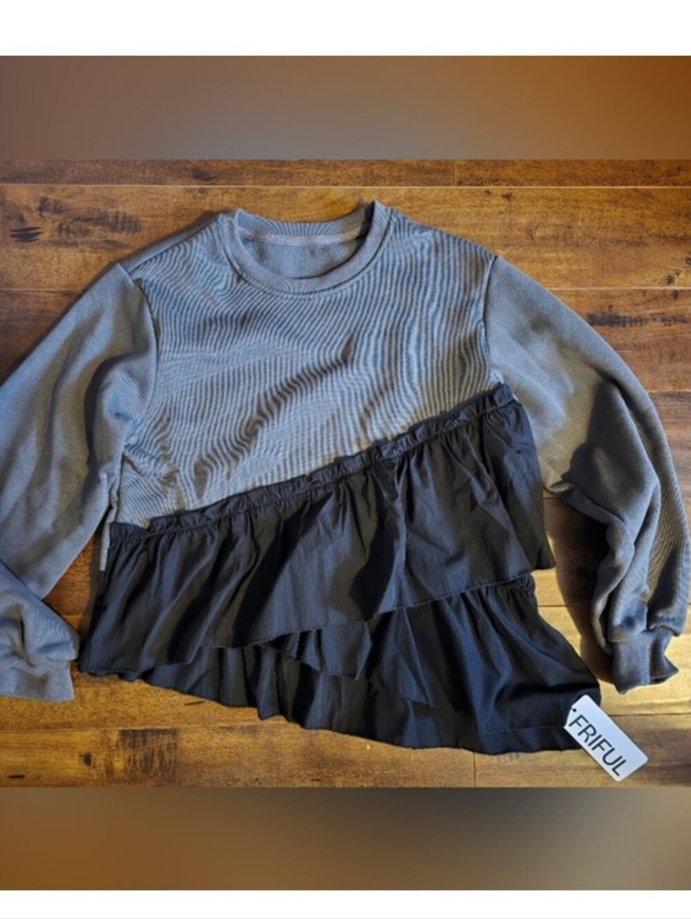 Mixed Media Ruffle Sweatshirt - Picture 5 of 5